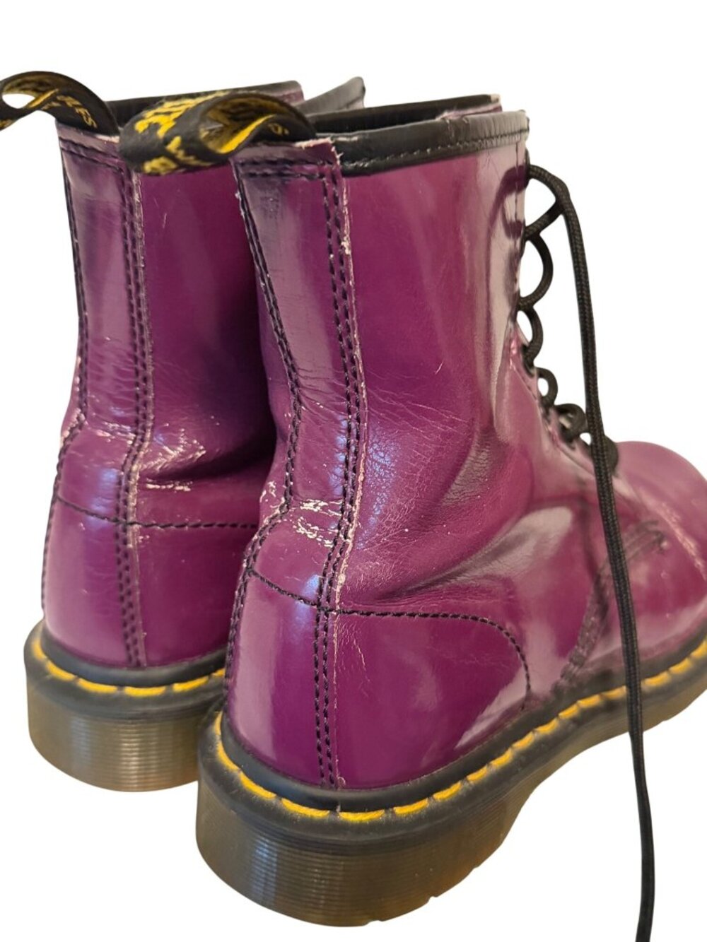 Dr. Martens Purple Patent Combat Boots Womens Size 5 Lace-Up Leather Durable Sol - Picture 7 of 8
